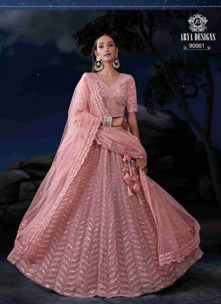 Peach Colour Kimaya VOL 5 By Arya Designs 90001 To 90010 Series Designer Net Lehenga Choli Wholesalers Suppliers In Mumbai 90001