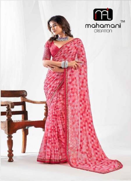 Peach Colour Kum Kum By Mahamani Creation Heavy Printed Sarees Wholesale Manufacturers 1006