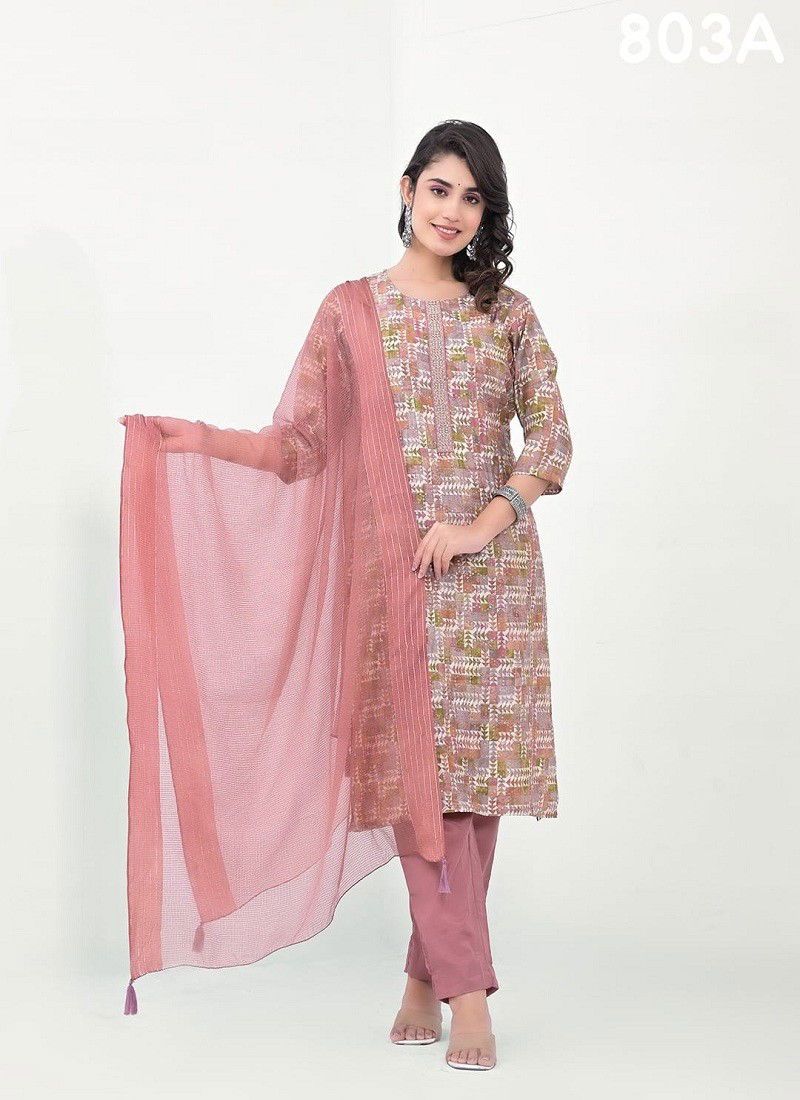 Peach Colour Label Khoj 803 A To 803 D Modal Kurti With Bottom Dupatta Wholesale Online 803A