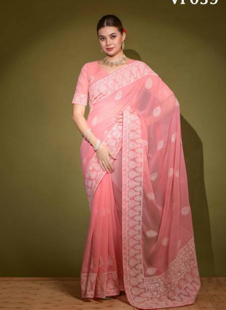 Peach Colour Lakhnavi By Fashion Berry Georgette Saree Catalog 39