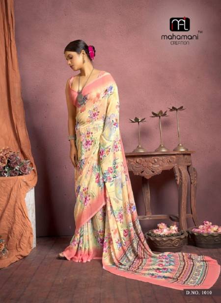 Peach Colour Lavanya By Mahamani Creation Printed New Exclusive Daily Wear Saree Suppliers In India 1010