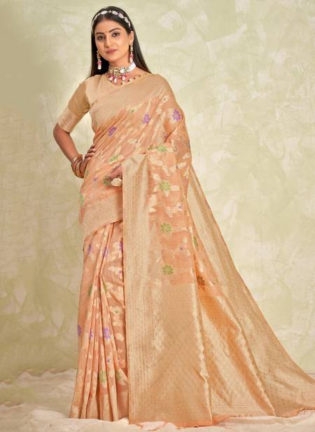 Peach Colour Madhulika Sangam Colours Wholesale Wedding Wear Sarees Catalog 1001