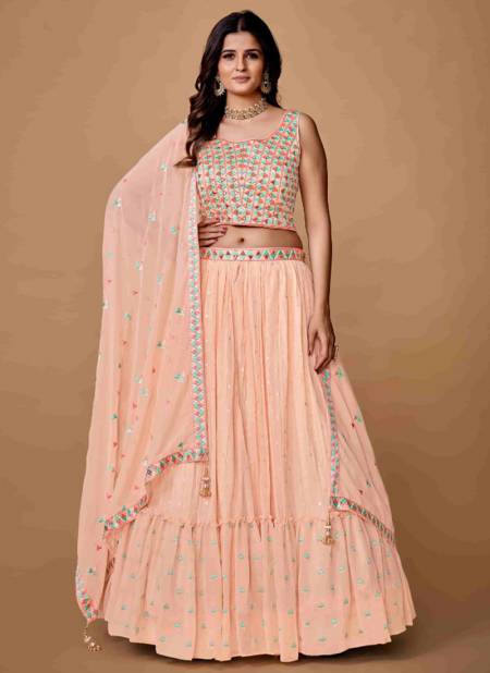 Peach Colour Mahira Vol 2 Arya Designer Wholesale Wedding Wear Lehenga Choli Catalog 43006