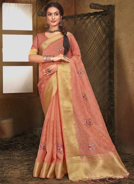Peach Colour Maithali Sangam Function Wear Wholesale Designer Sarees Catalog 3525