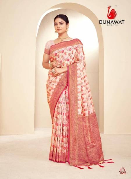 Peach Colour Majesrik Silk By Bunawat Printed Paithani Silk Saree Wholesale Clothing Distributors In India 1002