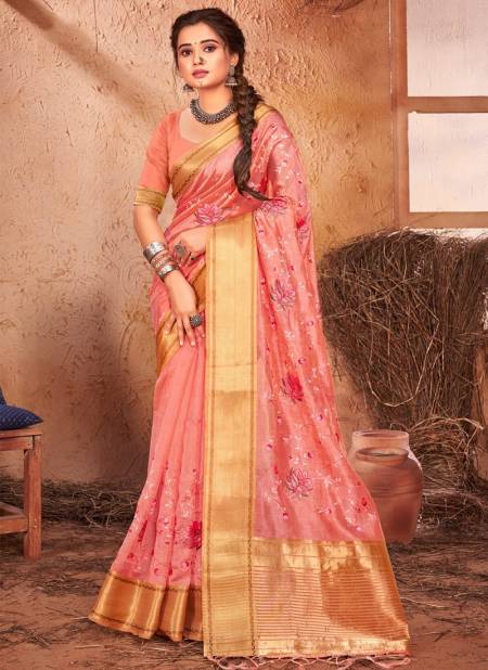 Peach Colour Manbhavan Sangam Festive Wear Wholesale Designer Sarees Catalog 3528