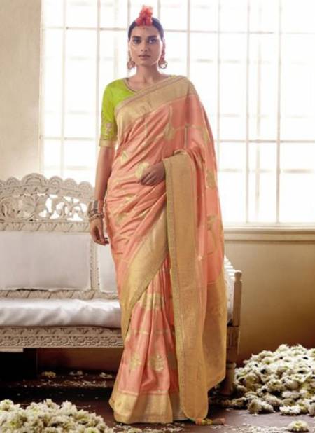 Peach Colour Meenakari Wholesale Ethnic Wear Silk Saree Catalog 143