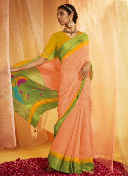Peach Colour Meera Paithani Hits Wholesale Ethnic Wear Designer Saree Catalog 16040 E