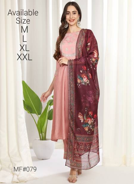 Peach Colour Mesmora Occasion Wear Readymade Silk Suits Wholesale Market In Surat With Price MF079