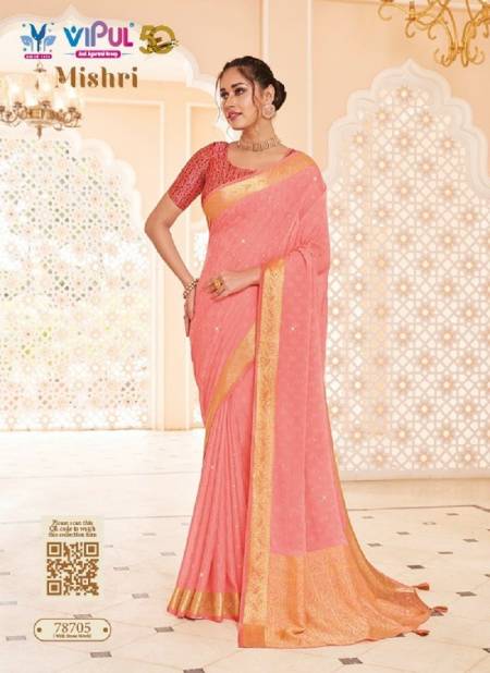 Peach Colour Mishri By Vipul Weaving Sarees Wholesale Clothing Distributors In India 78705