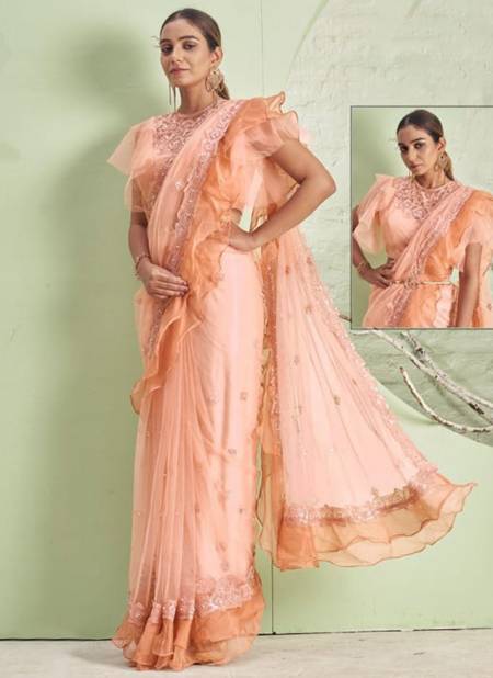 Peach Colour Mohamanthan Royal By Mahotsav Party Wear Sarees Catalog 22628