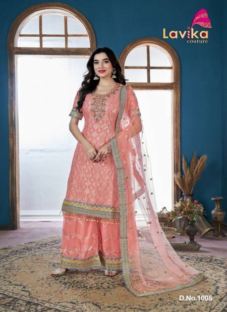 Peach Colour Mubarak Vol 1 By lavika Georgette With Embroidery Work Salwar kameez Catalog 1005