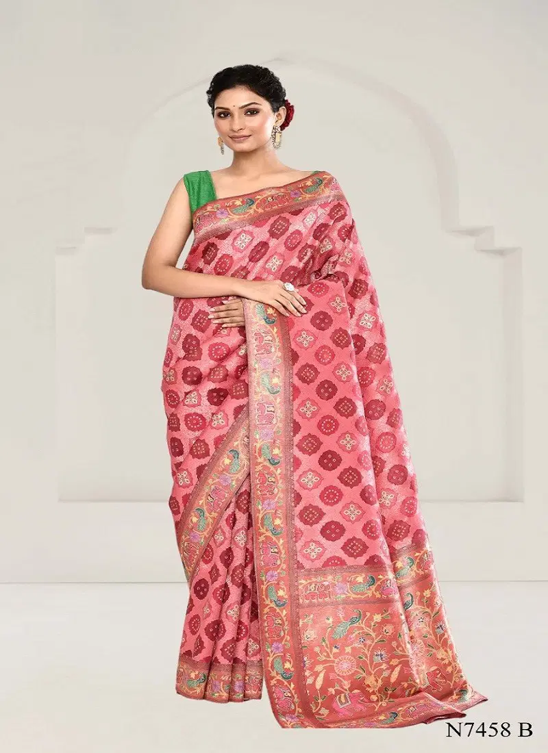 Peach Colour Narayani Silk By Mahotsav Daily Wear Saree Orders In India N7458B