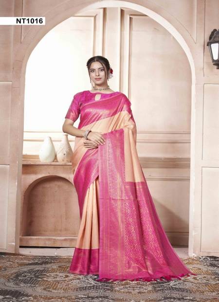 Peach Colour Natasa By 3 Of Kubera Pattu Kanjivaram Silk Sarees Wholesale Online NT1016