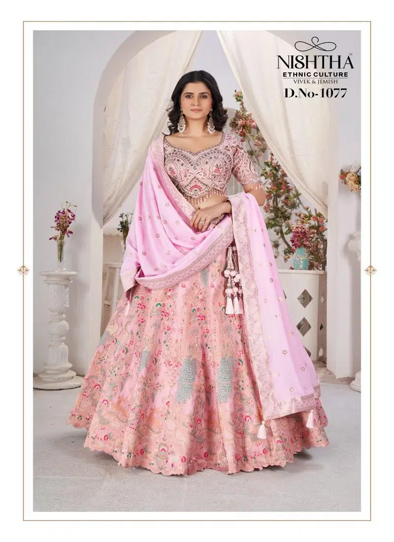 Peach Colour Nishtha Bridal Vol 1 By Nishtha Jacquard Designer Lehenga Choli Exporters In India 1077