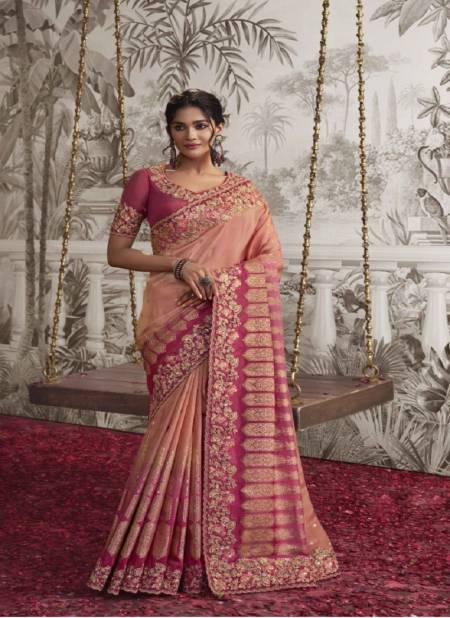 Peach Colour Noor By Sulakshmi Viscose Wedding Wear Designer Saree Catalog 8207