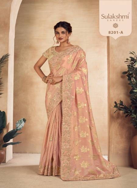 Peach Colour Noor Hit Collection By Sulakashmi Soft Fancy Saree Wholesale Price In Market 8201A