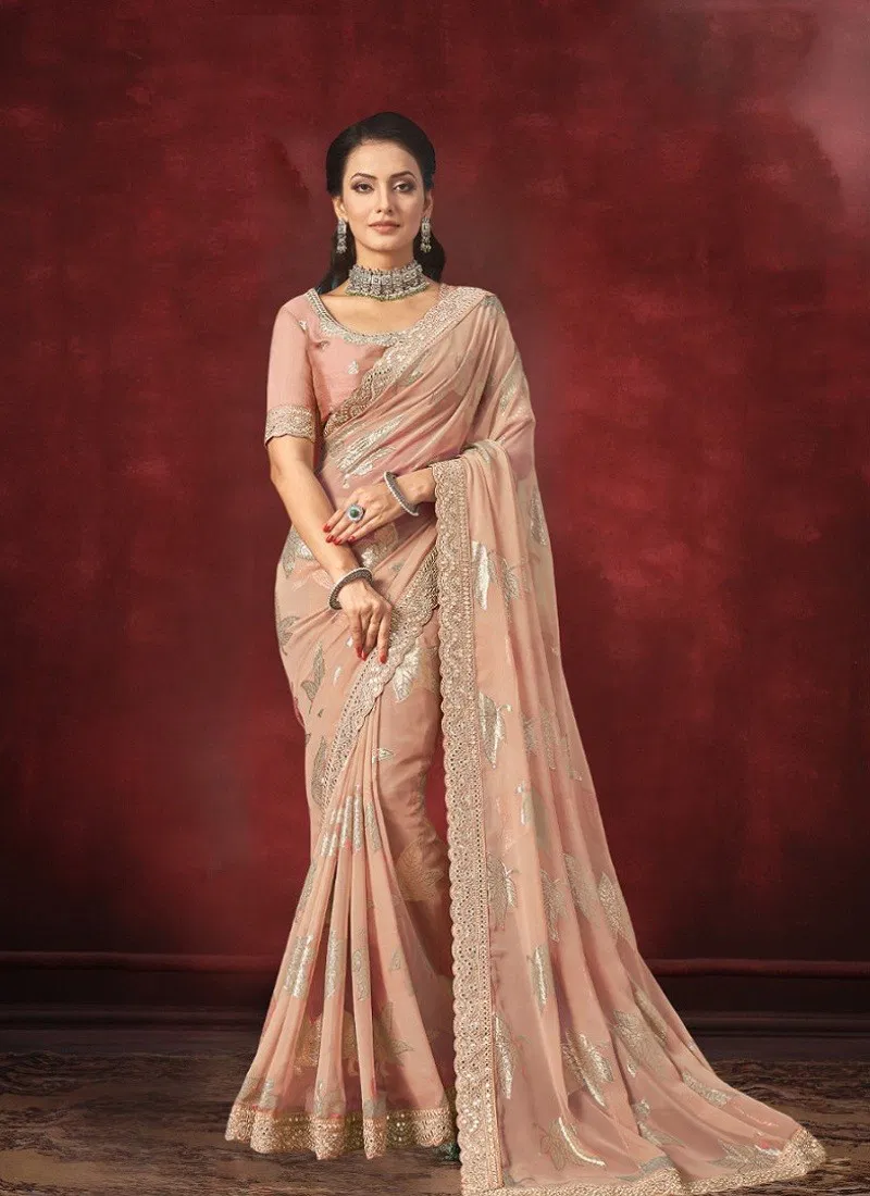 Peach Colour Norita 43100 Hasti By Mahotsav Occasion Wear Designer Saree Exporters In India 43431-B