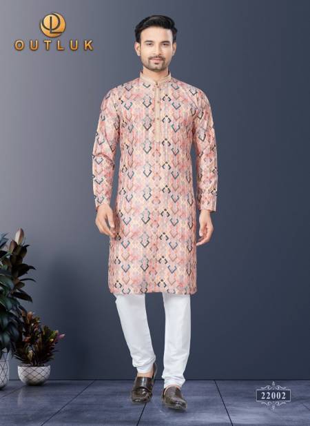 Peach Colour Outluk Wedding Collection Vol 22 Mens Kurta Pajama Suppliers In India 22002