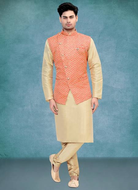 Peach Colour Padma Creation Function Wear Modi Jacket Kurta Pajama Catalog 1556 Opolka