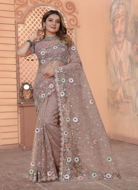 Peach Colour Palak By Nari Fashion Party Wear Saree Catalog 7066