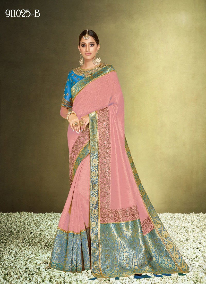 Peach Colour Pariniti By Mahotsav Wedding Designer Wear Saree Suppliers In India 911025-B