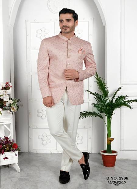 Peach Colour Party Wear Mens Desginer Jodhpuri Jacket Wholesale Online 2906
