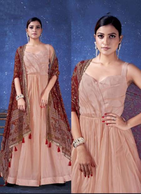 Peach Colour Nyra Party Wear Wholesale Gown Catalog 2482