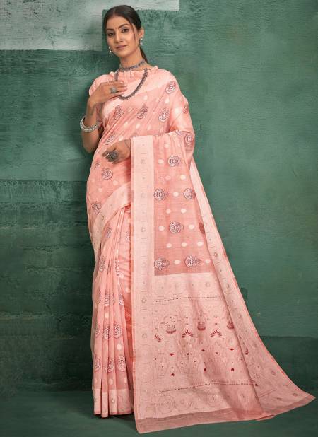Peach Colour Prabha Sangam Colours Wholesale Printed Sarees Catalog 1001