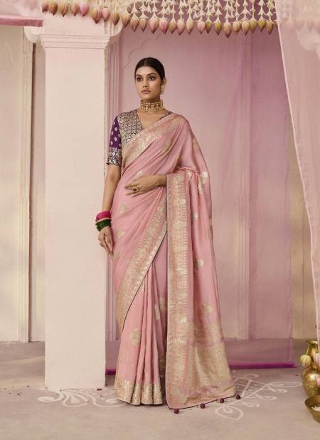 Peach Colour Premika By Kimora Dola Viscose Silk Weddding Wear Saree Wholesale Price In Surat SA-285