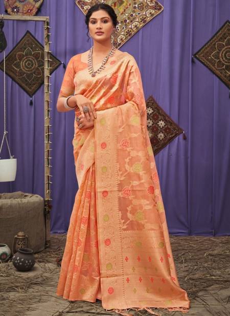Peach Colour Raag Sutra Wholesale Designer Ethnic Wear Printed Saree Catalog 3391