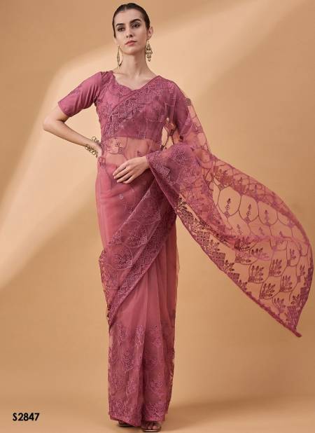 Peach Colour Radha Vol 2 By Mahotsav Net Embroidery Designer Bulk Sarees Suppliers In India S2847
