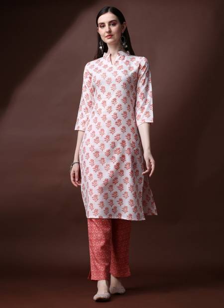 Peach Colour Raisin Magic Rayon Daily Wear Designer Kurti With Bottom Catalog OLSET0016