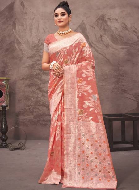 Peach Colour Raj Mohini Designer Wholesale Silk Sarees  3172