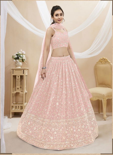 Peach Colour Ruhana Vol1 By Zeel 401 To 406 Series Wholesale Party Wear Lehenga Choli Manufacturers 403 Catalog