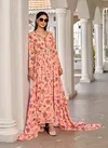 Peach Colour SS 161 Flower Printed Georgette Kurti With Dupatta Suppliers In India DR100