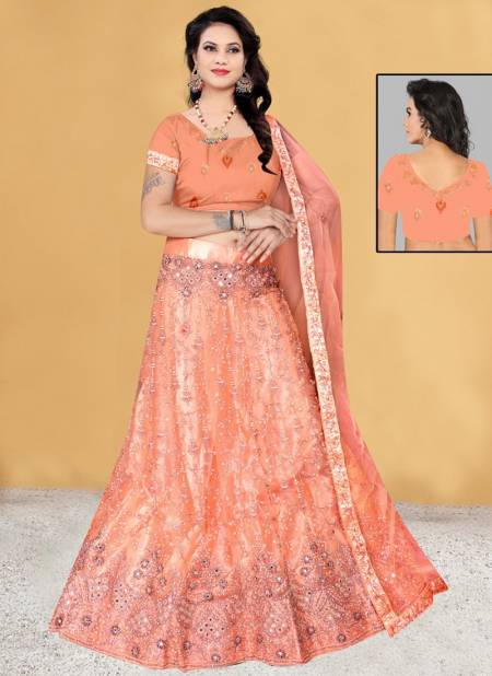 Peach Colour SSD Wedding Wear Wholesale Designer Lehenga Choli A12312