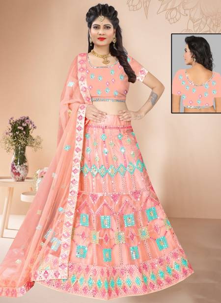 Peach Colour SSD Wedding Wear Wholesale Designer Lehenga Choli C12370