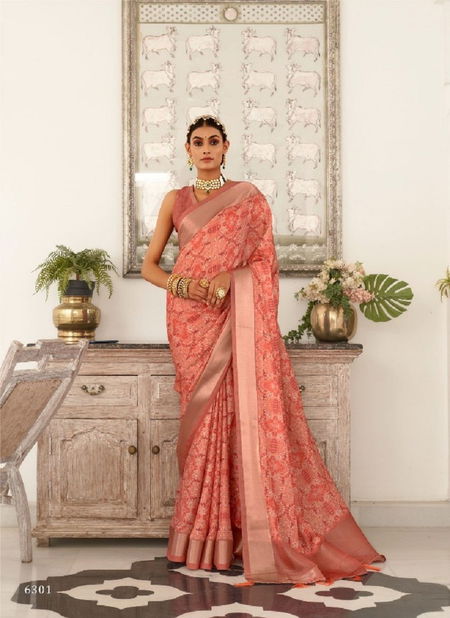 Peach Colour Sampada By Pankh Printed Saree Catalog 6301 Catalog