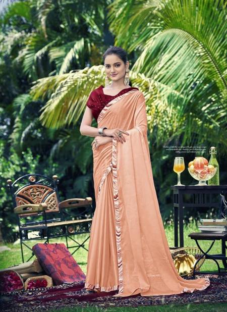 Peach Colour Sanvi By Shashvat Designer Fancy Georgette Saree Wholesale Shop In Surat sv-015