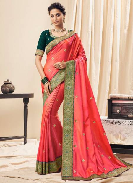 Peach Colour Sargam Designer Wholesale Wedding Wear Saree Catalog 3806