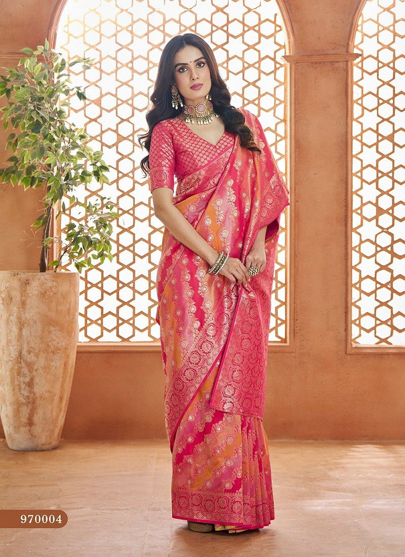 Peach Colour Savitri Vol 1 By Rajpath Soft Banarasi Silk Saree Wholesale Shop In India 970004