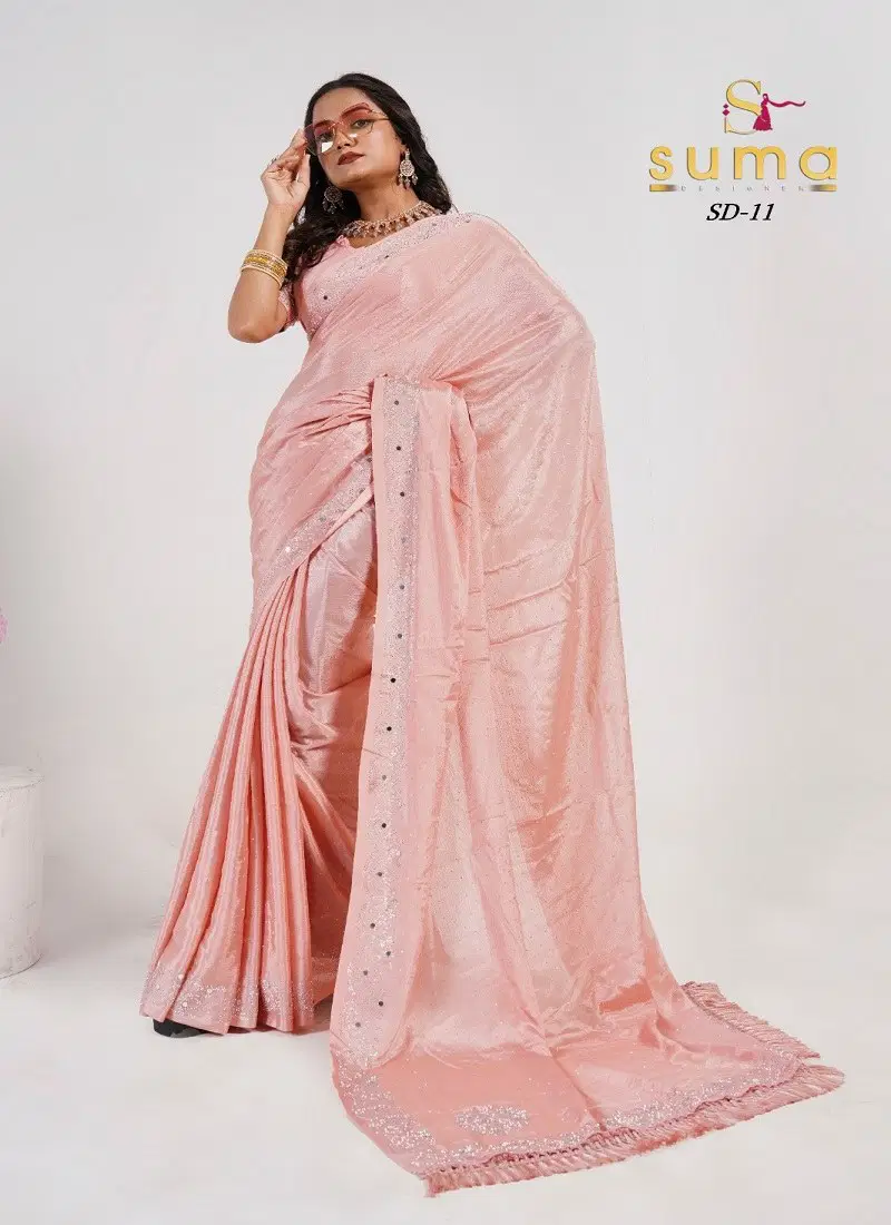 Peach Colour Sd 01 To Sd 11 By Suma Designer Party Wear Saree Wholesale Online Sd 11