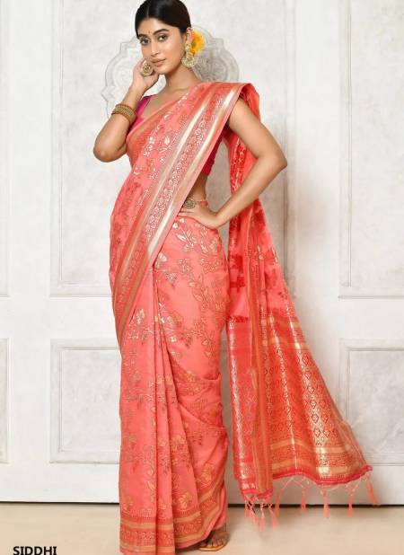 Peach Colour Siddhi By Fashion Lab Cotton Saree Catalog 1303