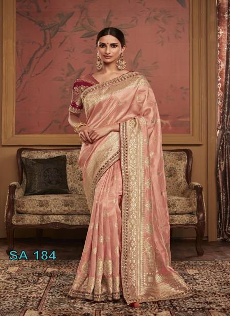 Peach Colour Sindhuri Maharani By Kimora wedding Dola Silk Saree Wholesale Market SA 184