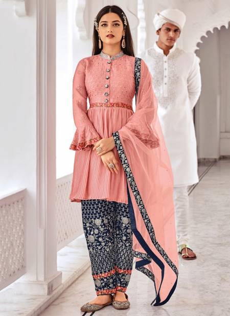 Peach Colour Sneha Heavy Embroidered Wholesale Wedding Salwar Suits Catalog 1013