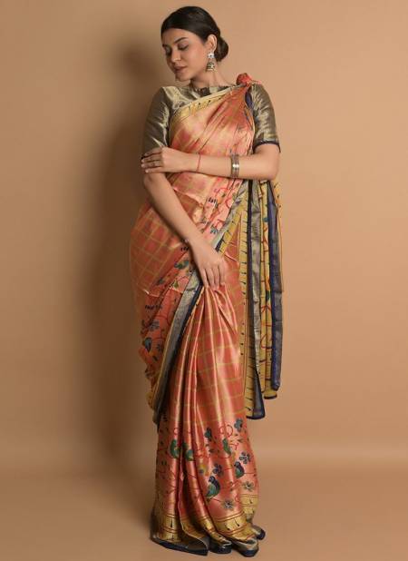 Peach Colour South Indian Printed Wholesale Designer Sarees 6807