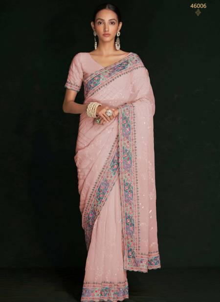 Peach Colour Swarna Vol 5 By Arya Designs Party Wear Saree Catalog 46006