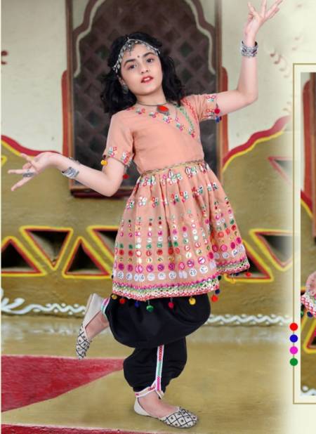 Peach Colour Thangat Festive Wear Kediya And Dhoti Wholesale Kids Catalog Thangat 4