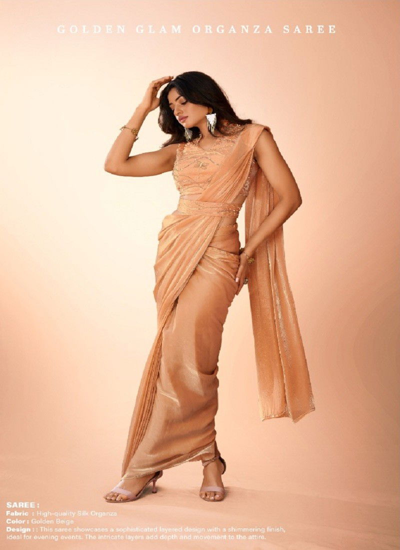 Peach Colour Traditions In Organza By Arya Designs Wholesale Saree In India DRS36